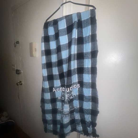 Unisex Acne Studios Stockholm Checked Wool Logo Scarf Made in Italy - Picture 9 of 10